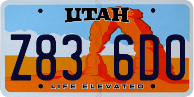 UT license plate Z836DO