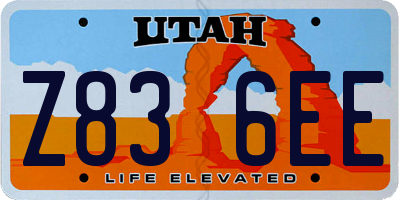 UT license plate Z836EE
