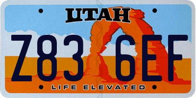 UT license plate Z836EF
