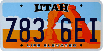 UT license plate Z836EI