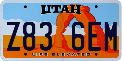 UT license plate Z836EM