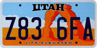 UT license plate Z836FA