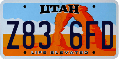 UT license plate Z836FD