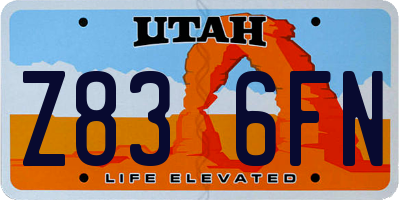 UT license plate Z836FN