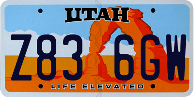 UT license plate Z836GW