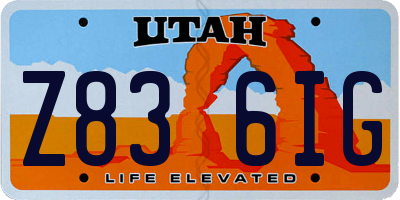 UT license plate Z836IG