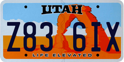UT license plate Z836IX
