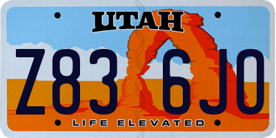 UT license plate Z836JO