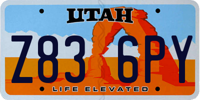 UT license plate Z836PY