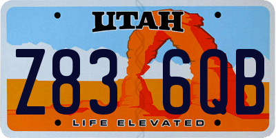 UT license plate Z836QB
