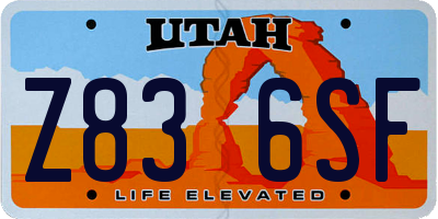 UT license plate Z836SF