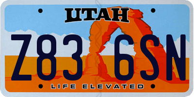 UT license plate Z836SN