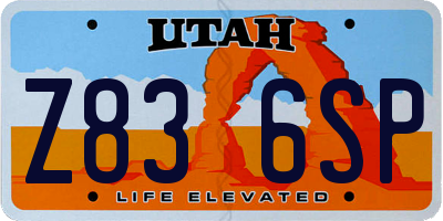 UT license plate Z836SP