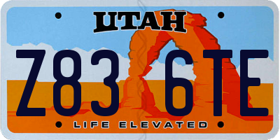 UT license plate Z836TE