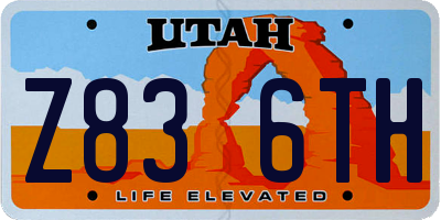 UT license plate Z836TH