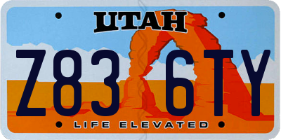 UT license plate Z836TY
