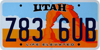 UT license plate Z836UB