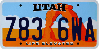 UT license plate Z836WA