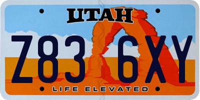 UT license plate Z836XY