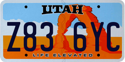 UT license plate Z836YC