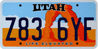 UT license plate Z836YF