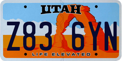 UT license plate Z836YN