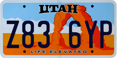 UT license plate Z836YP
