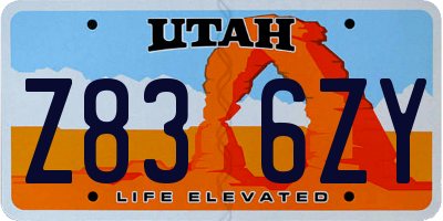 UT license plate Z836ZY