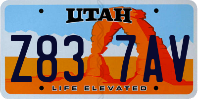UT license plate Z837AV