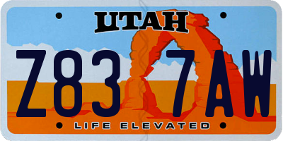 UT license plate Z837AW