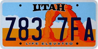 UT license plate Z837FA