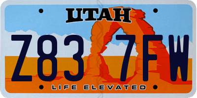 UT license plate Z837FW