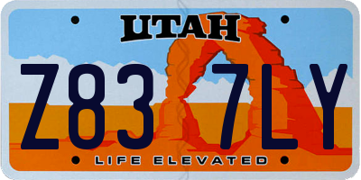 UT license plate Z837LY