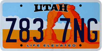 UT license plate Z837NG