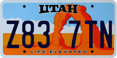 UT license plate Z837TN