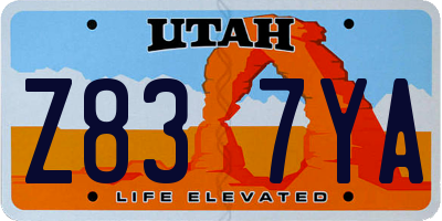 UT license plate Z837YA