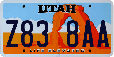 UT license plate Z838AA