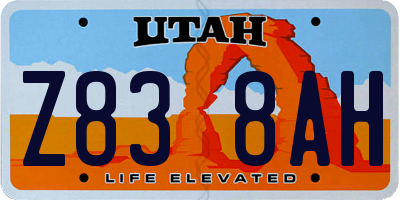 UT license plate Z838AH