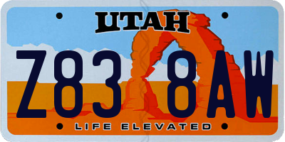 UT license plate Z838AW