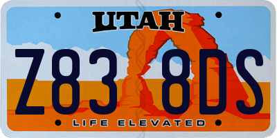 UT license plate Z838DS