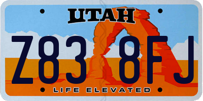 UT license plate Z838FJ