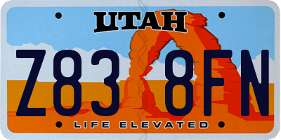 UT license plate Z838FN
