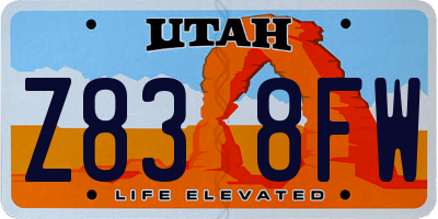 UT license plate Z838FW