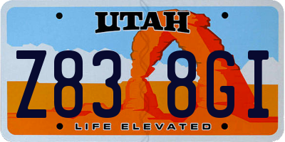 UT license plate Z838GI