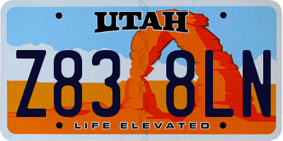 UT license plate Z838LN