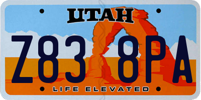 UT license plate Z838PA