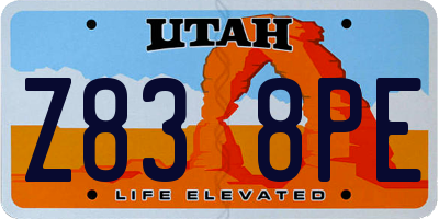 UT license plate Z838PE