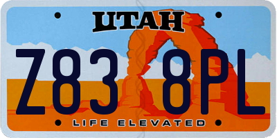 UT license plate Z838PL