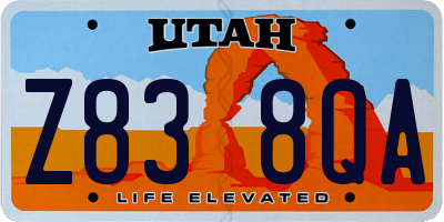 UT license plate Z838QA