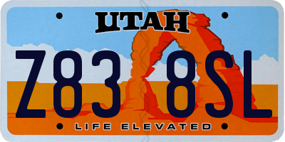 UT license plate Z838SL